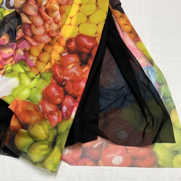 Zara Dress‎ Womens S Ruched Mesh Fruit Stand Strappy Bodycon Maxi Y2K Festival - Picture 5 of 14